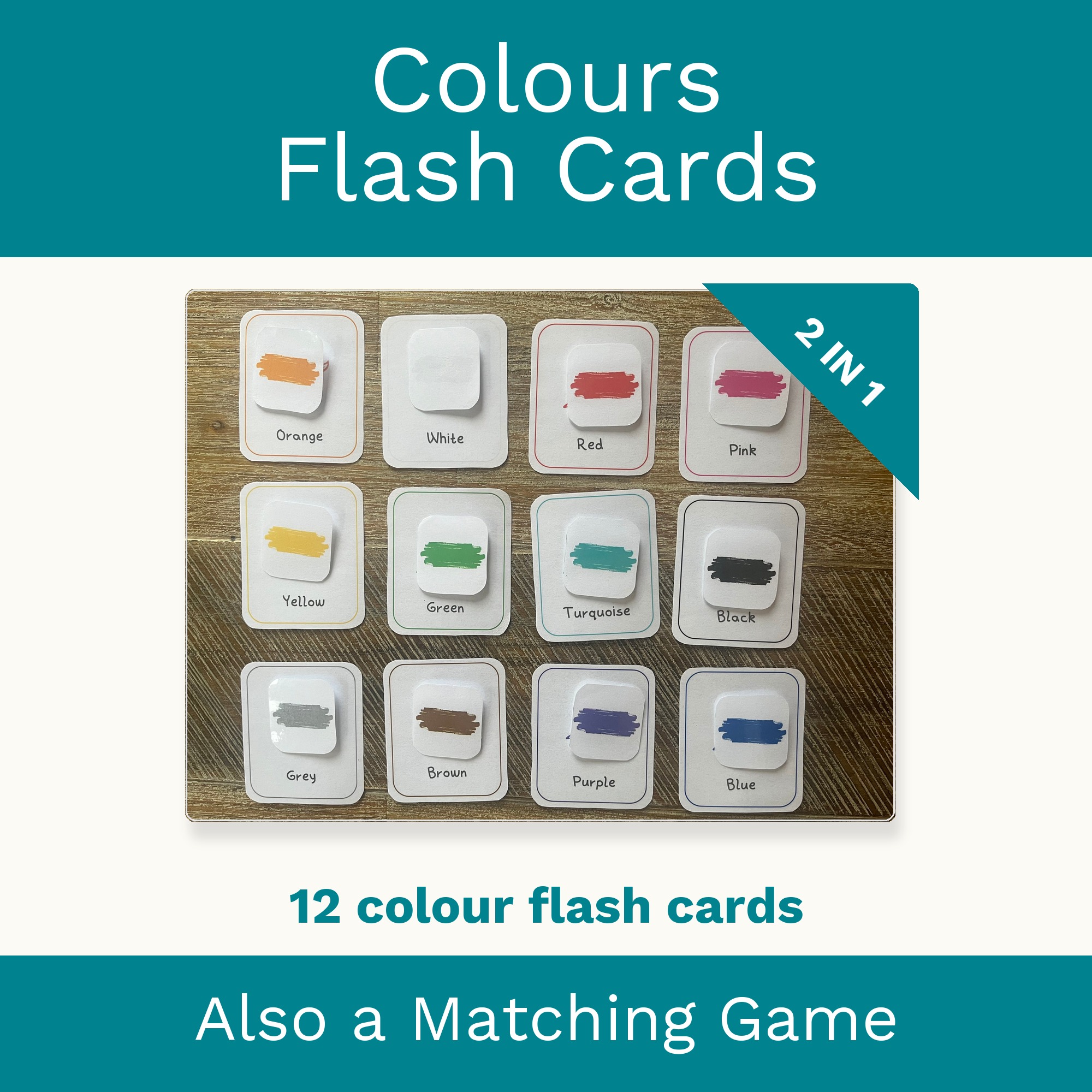 Colours Flash Cards & Matching Game 2 in 1: Montessori Colour Learning Printable (Digital Download) cover