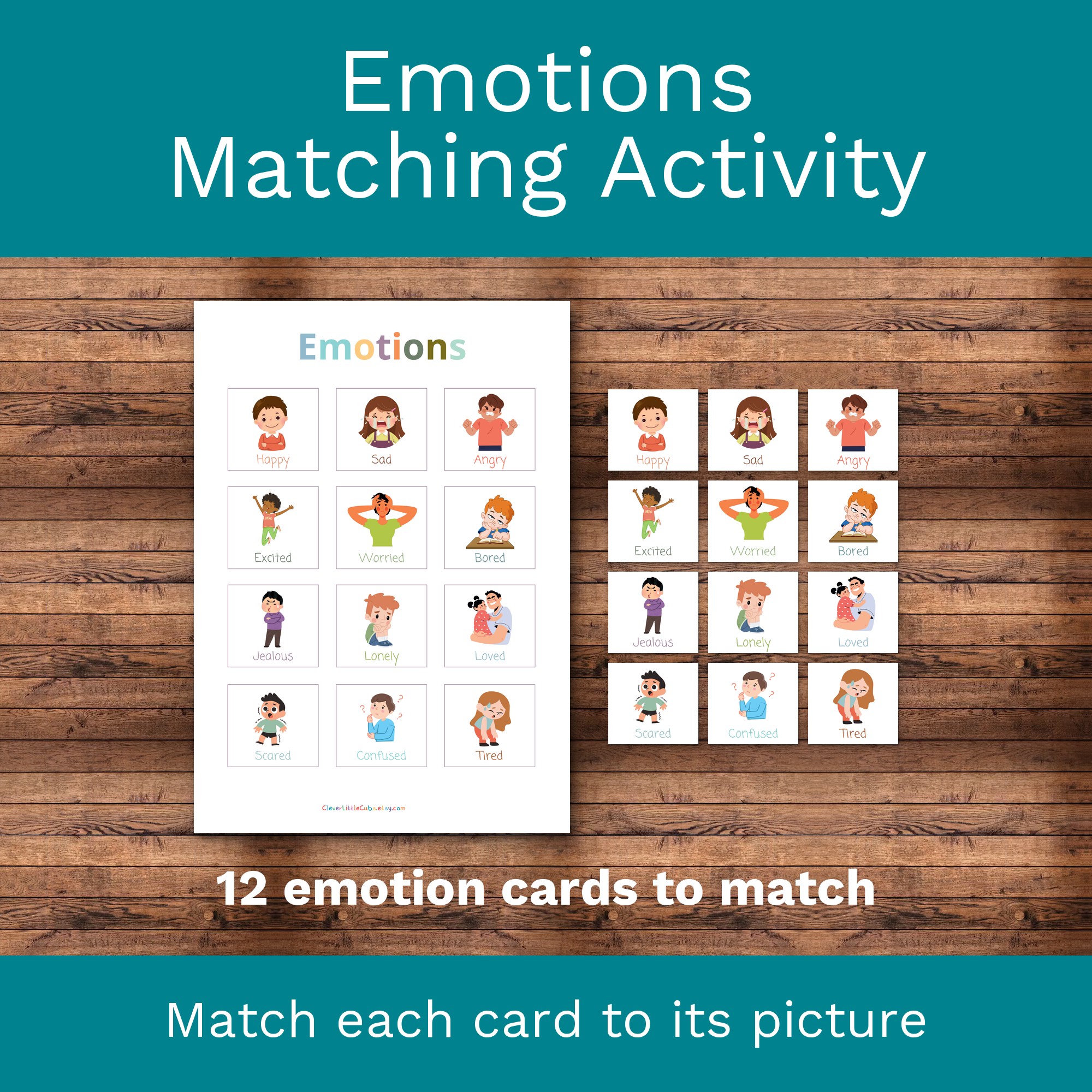 Emotions Matching Activity: Montessori Printable for Preschool & Kindergarten (Digital Download) cover