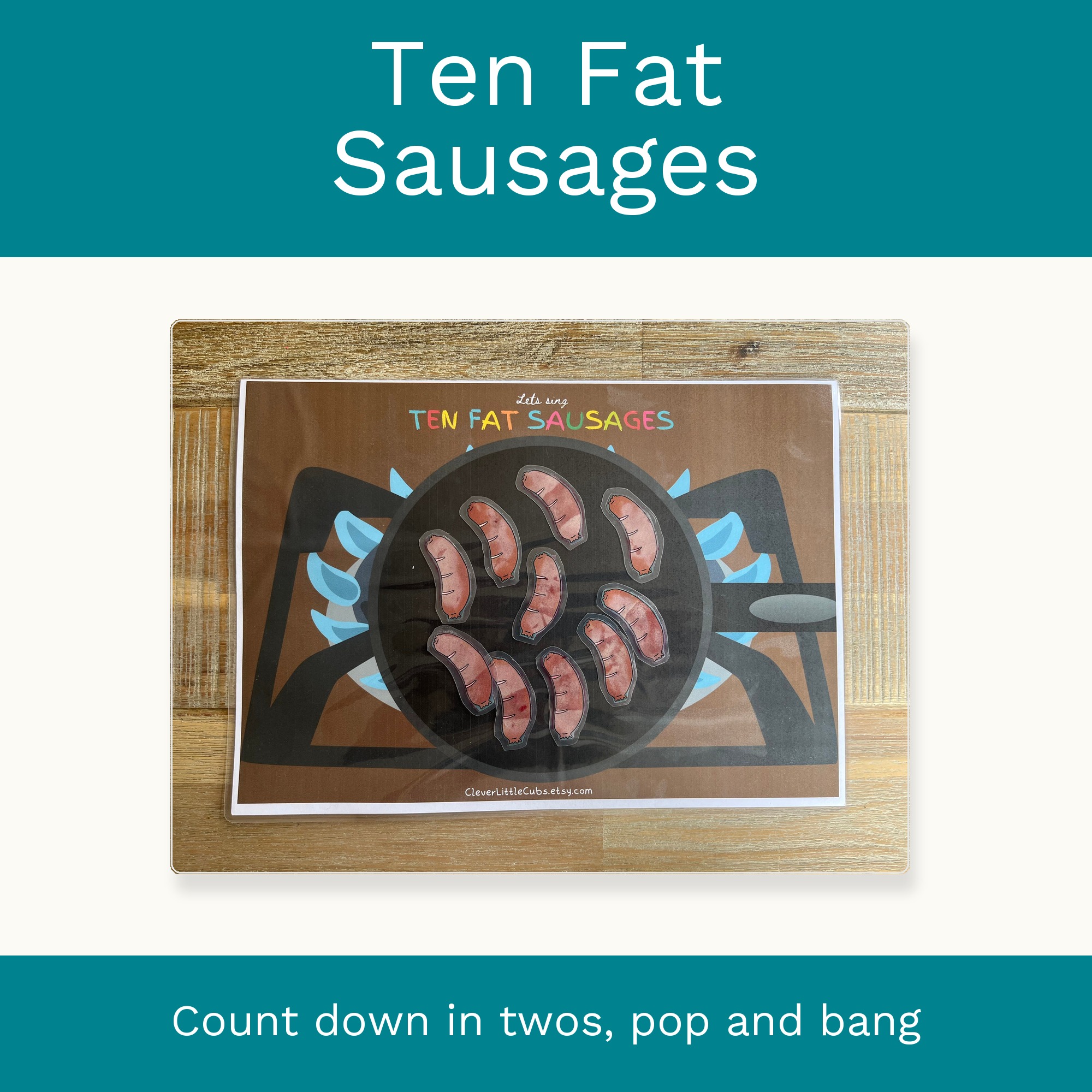 Ten Fat Sausages Sizzling in a Pan: Montessori Counting Activity (Digital Download) cover
