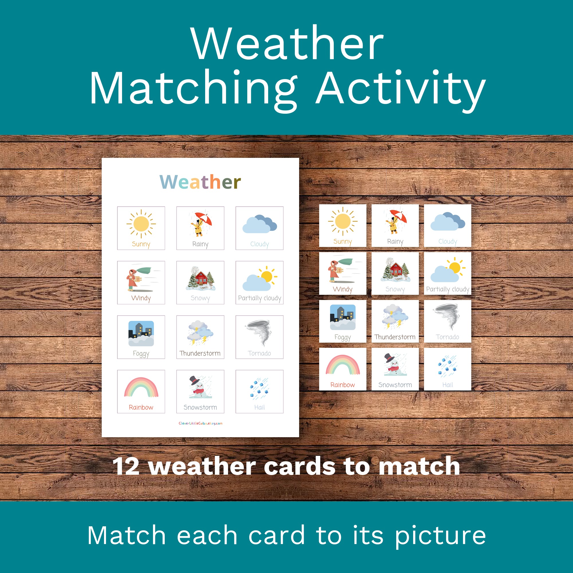 Weather Matching Activity: Montessori Printable for Preschool & Kindergarten (Digital Download) cover