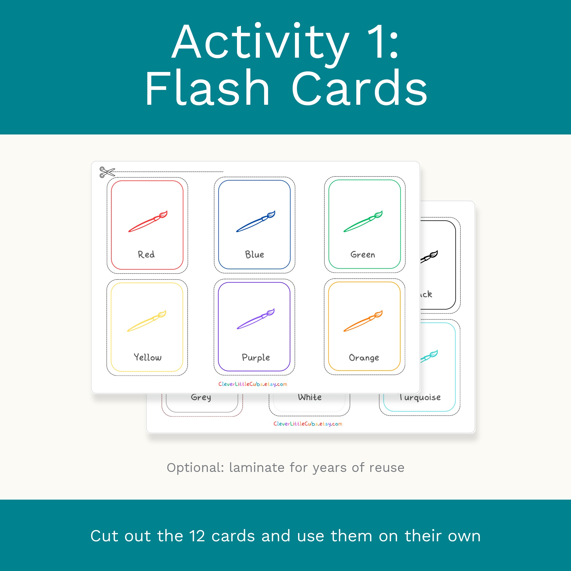 Colours Flash Cards & Matching Game 2 in 1: Montessori Colour Learning Printable (Digital Download) preview 2