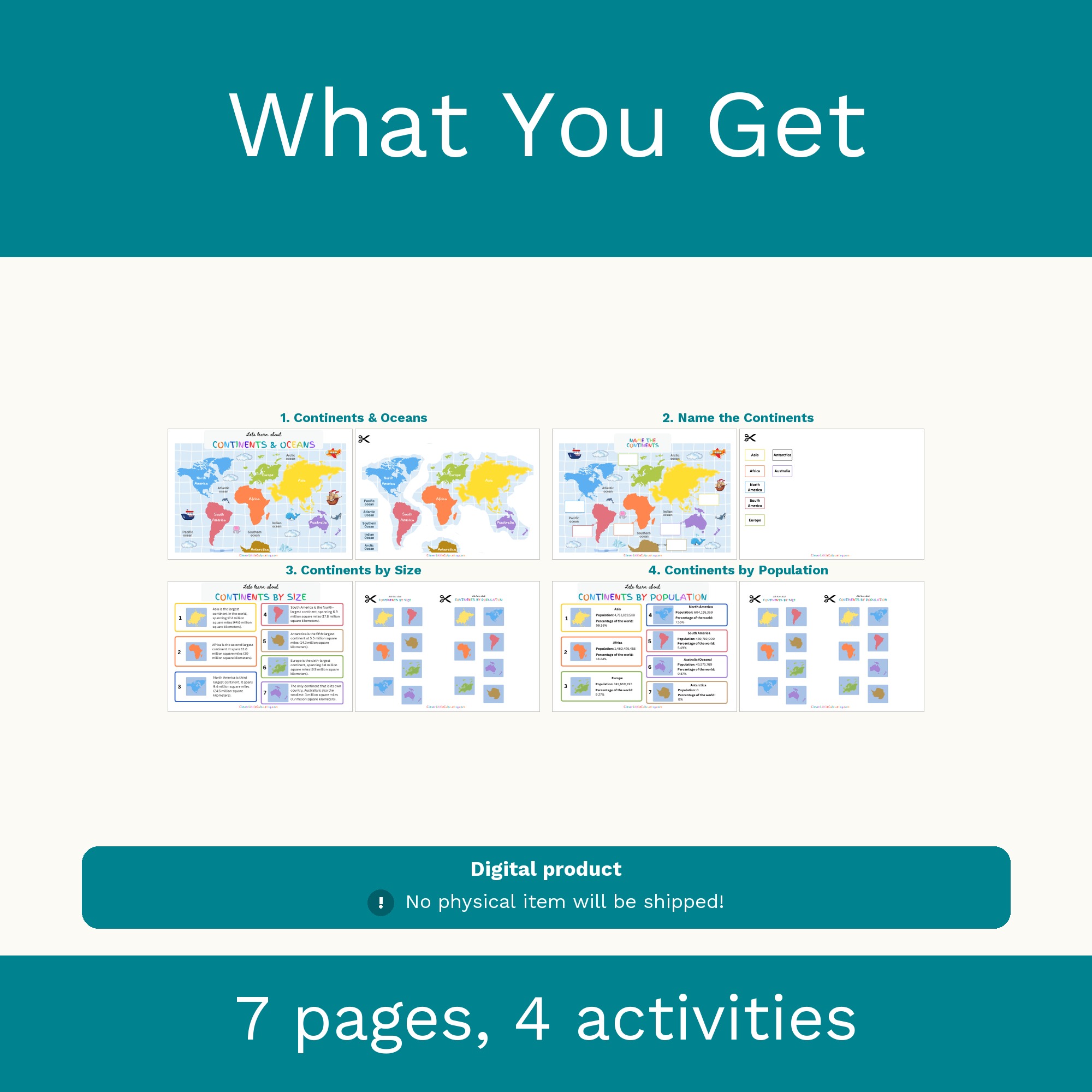 Continents Activity Set | Homeschool & Montessori Printable (Digital Download) preview 6