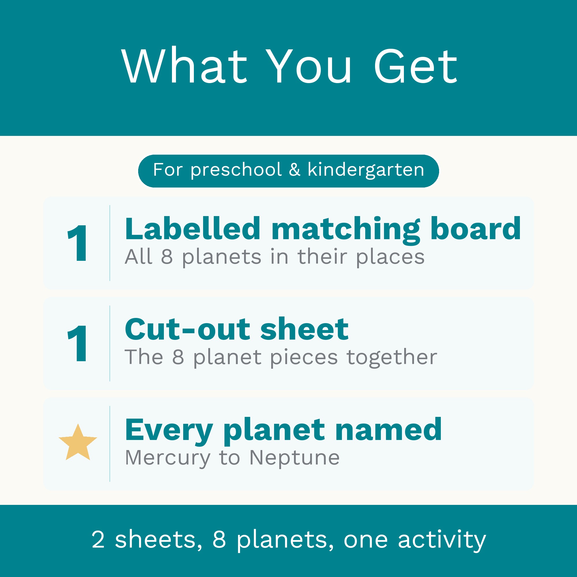 Planets Matching Activity, Montessori Solar System Printable for Preschool and Kindergarten preview 2
