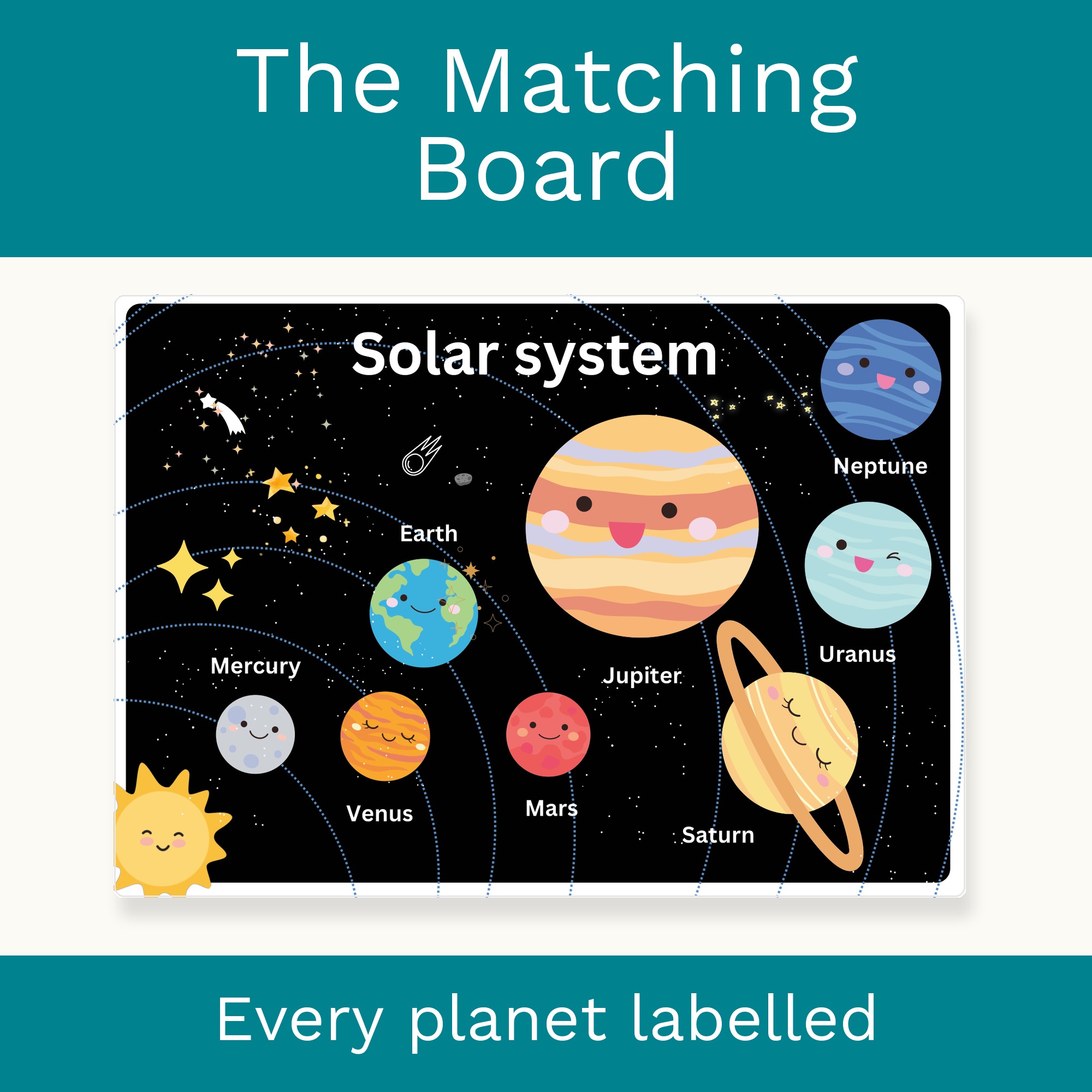 Planets Matching Activity, Montessori Solar System Printable for Preschool and Kindergarten preview 3
