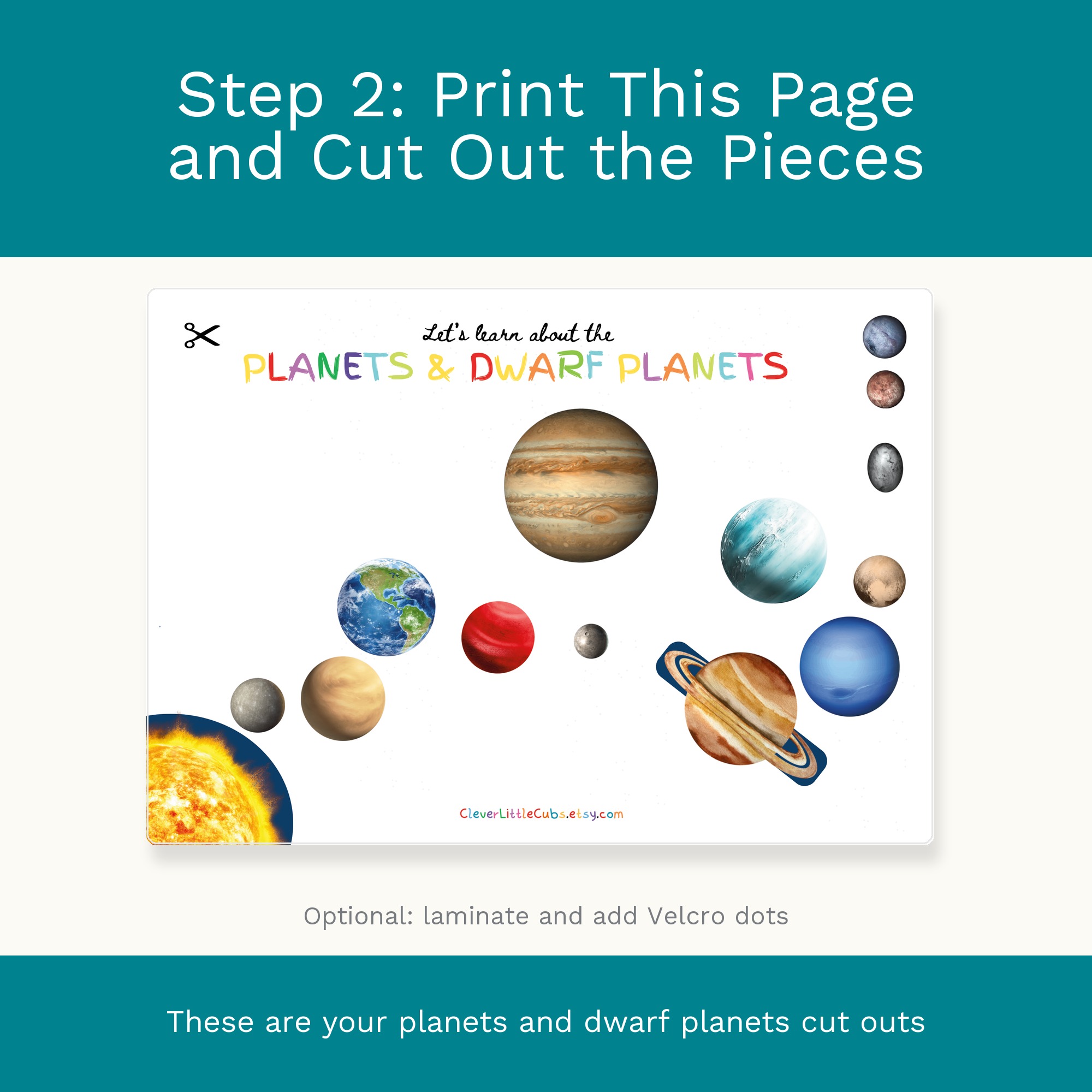 Planets and Dwarf Planets Matching Activity, Printable Solar System Activity for Preschool preview 3