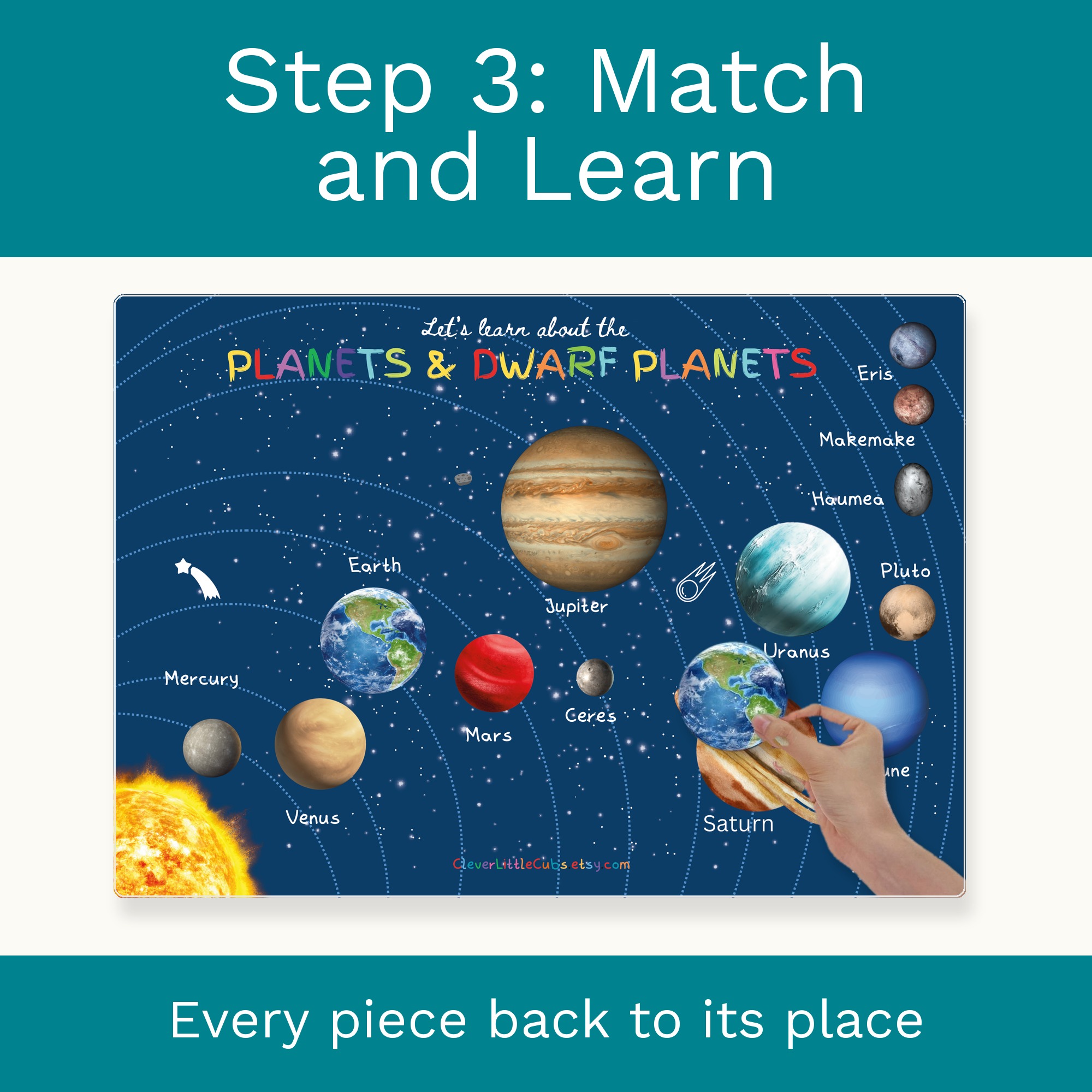 Planets and Dwarf Planets Matching Activity, Printable Solar System Activity for Preschool preview 4