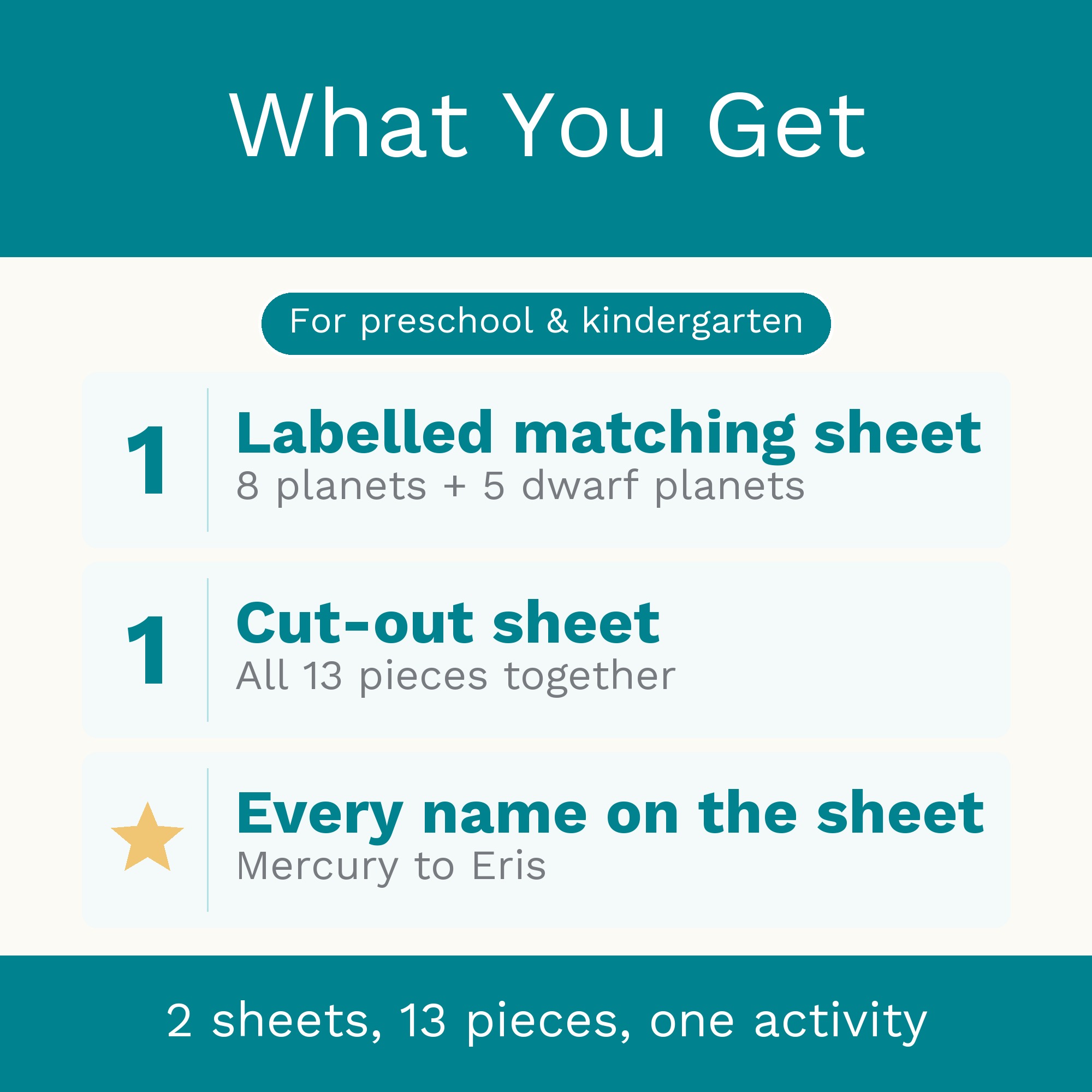 Planets and Dwarf Planets Matching Activity, Printable Solar System Activity for Preschool preview 5