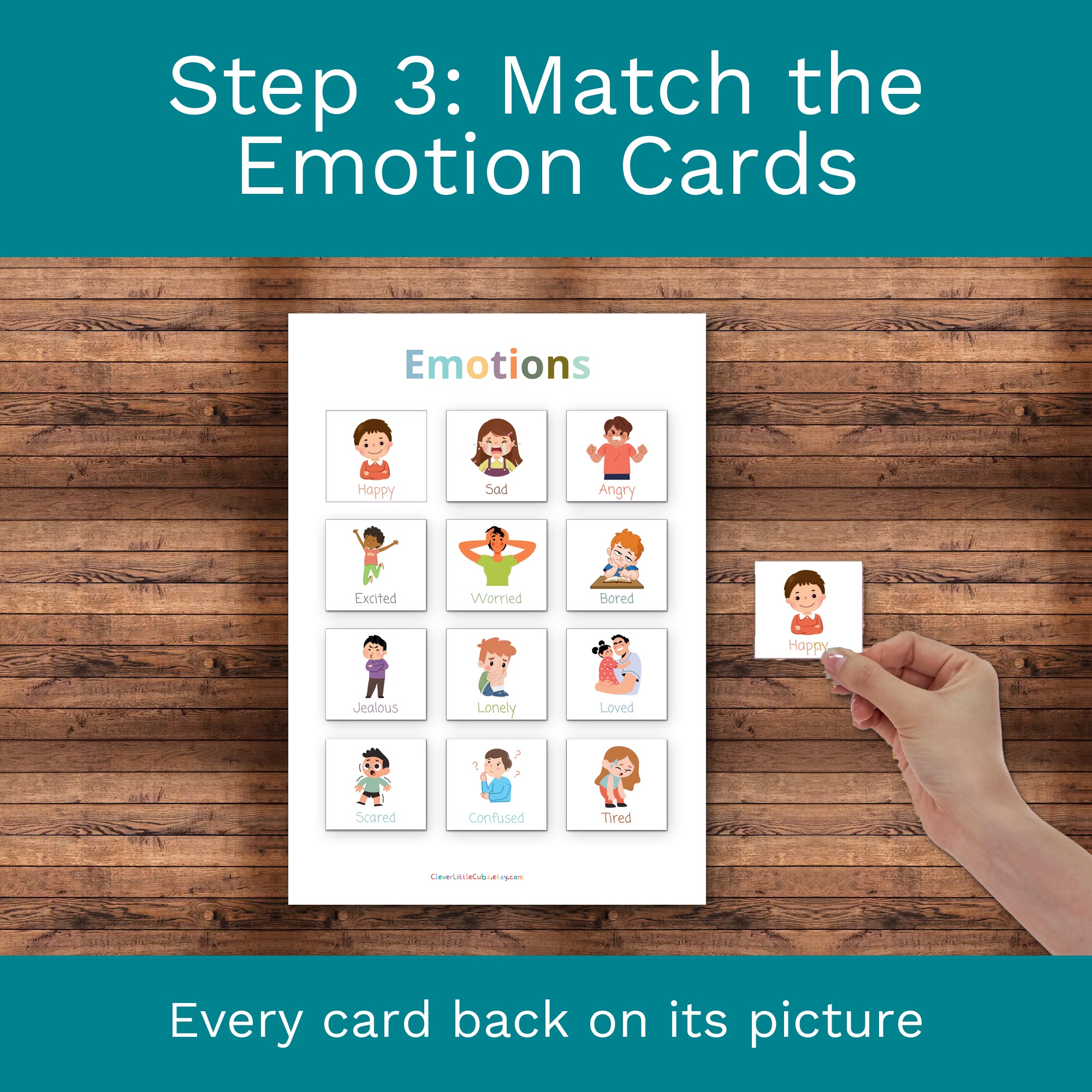 Emotions Matching Activity: Montessori Printable for Preschool & Kindergarten (Digital Download) preview 4