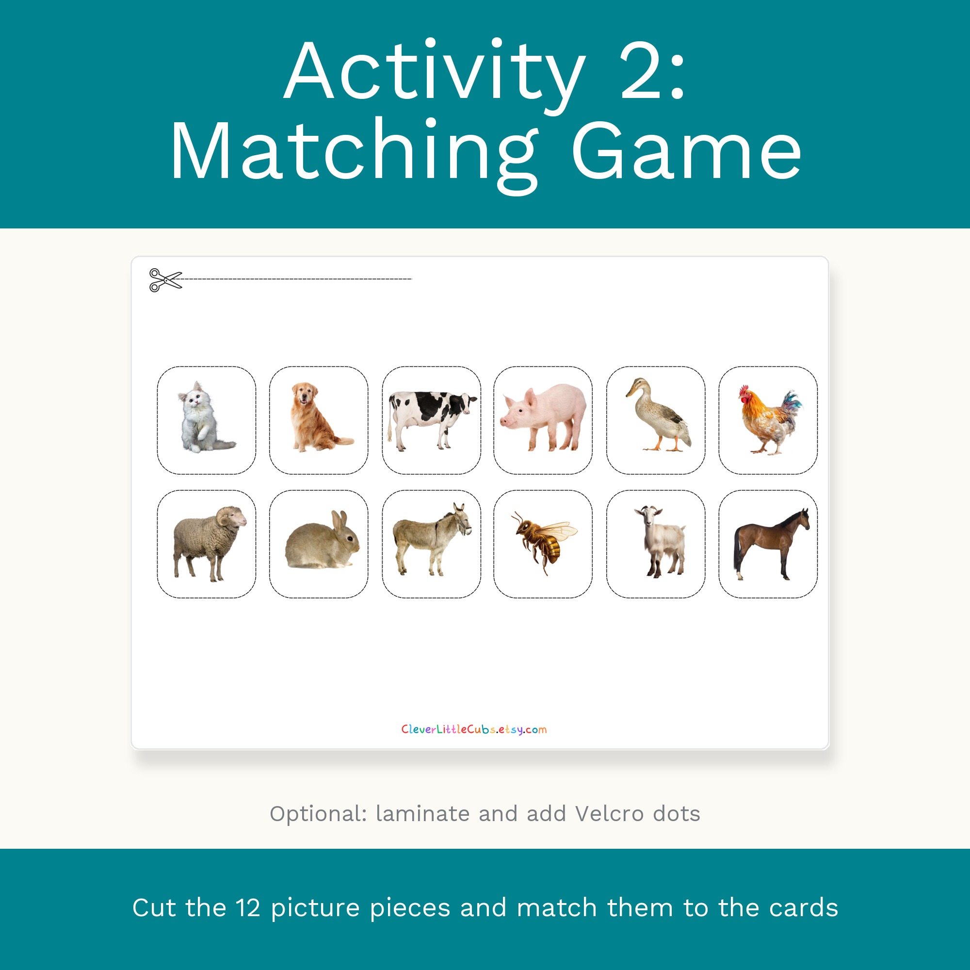 Farm Animals Flash Cards & Matching Game 2 in 1: Montessori Real Picture Cards (Digital Download) preview 3