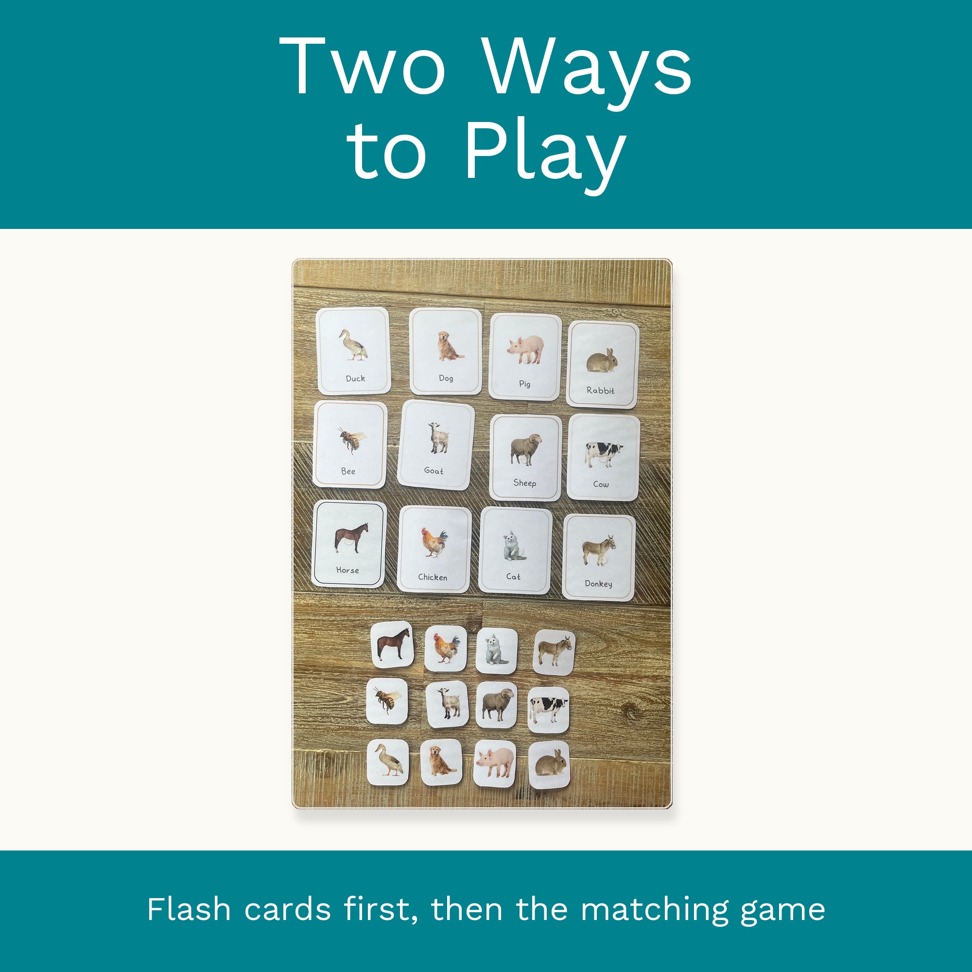 Farm Animals Flash Cards & Matching Game 2 in 1: Montessori Real Picture Cards (Digital Download) preview 4