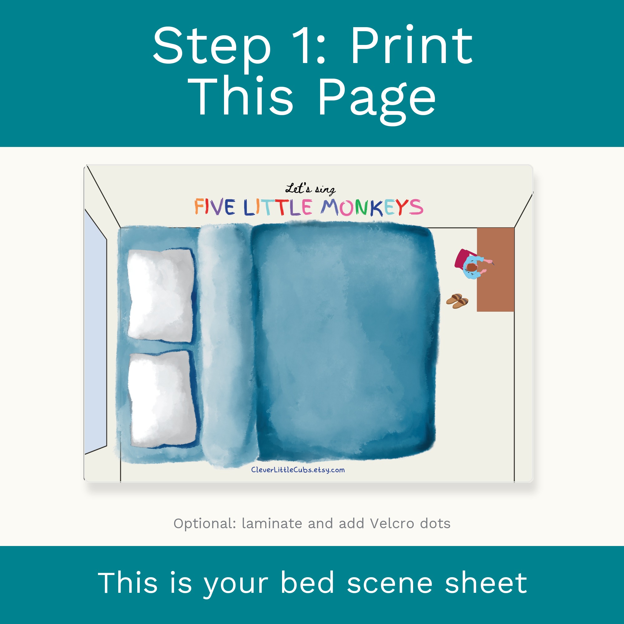 Five Little Monkeys Jumping on the Bed: Montessori Preschool Activity (Digital Download) preview 2