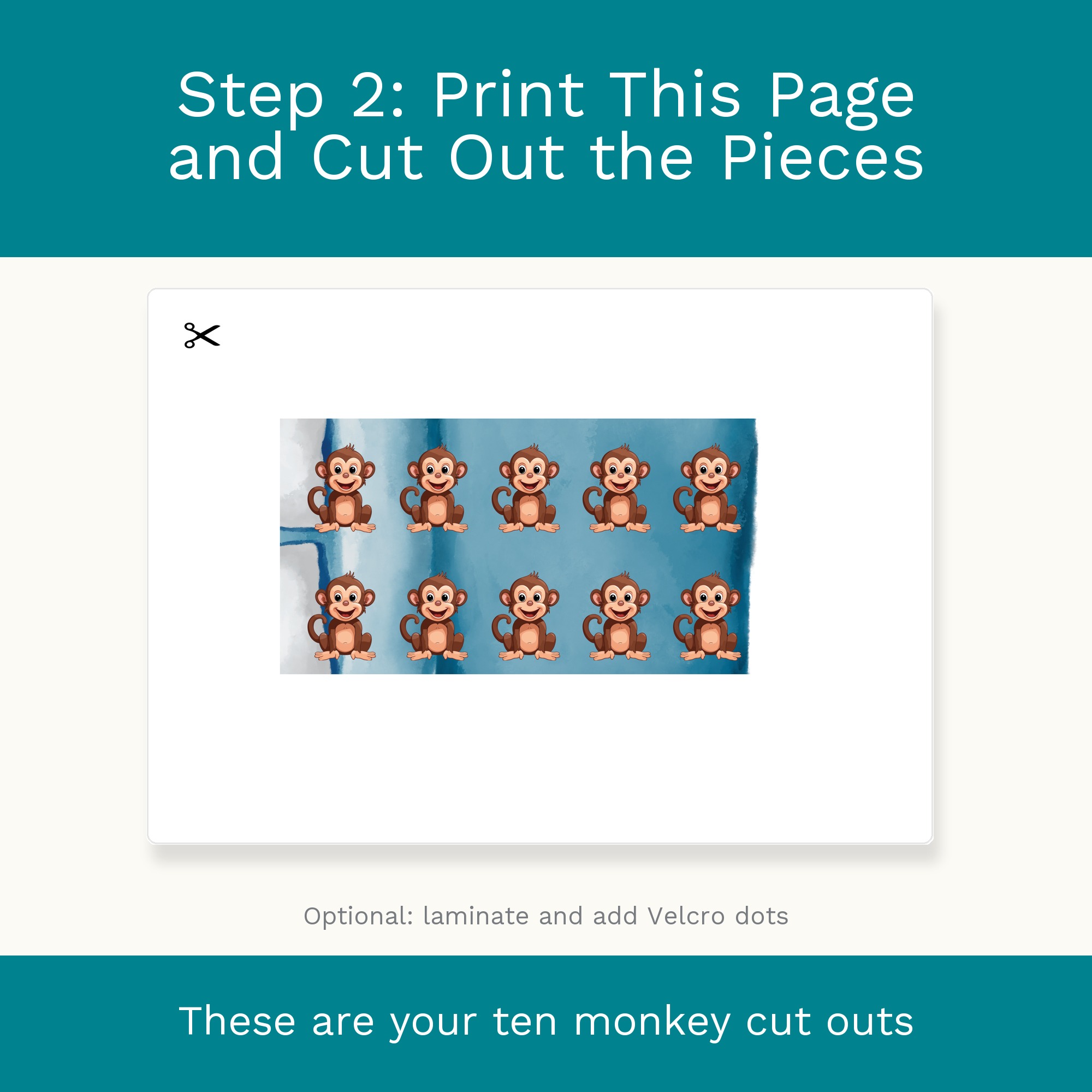 Five Little Monkeys Jumping on the Bed: Montessori Preschool Activity (Digital Download) preview 3