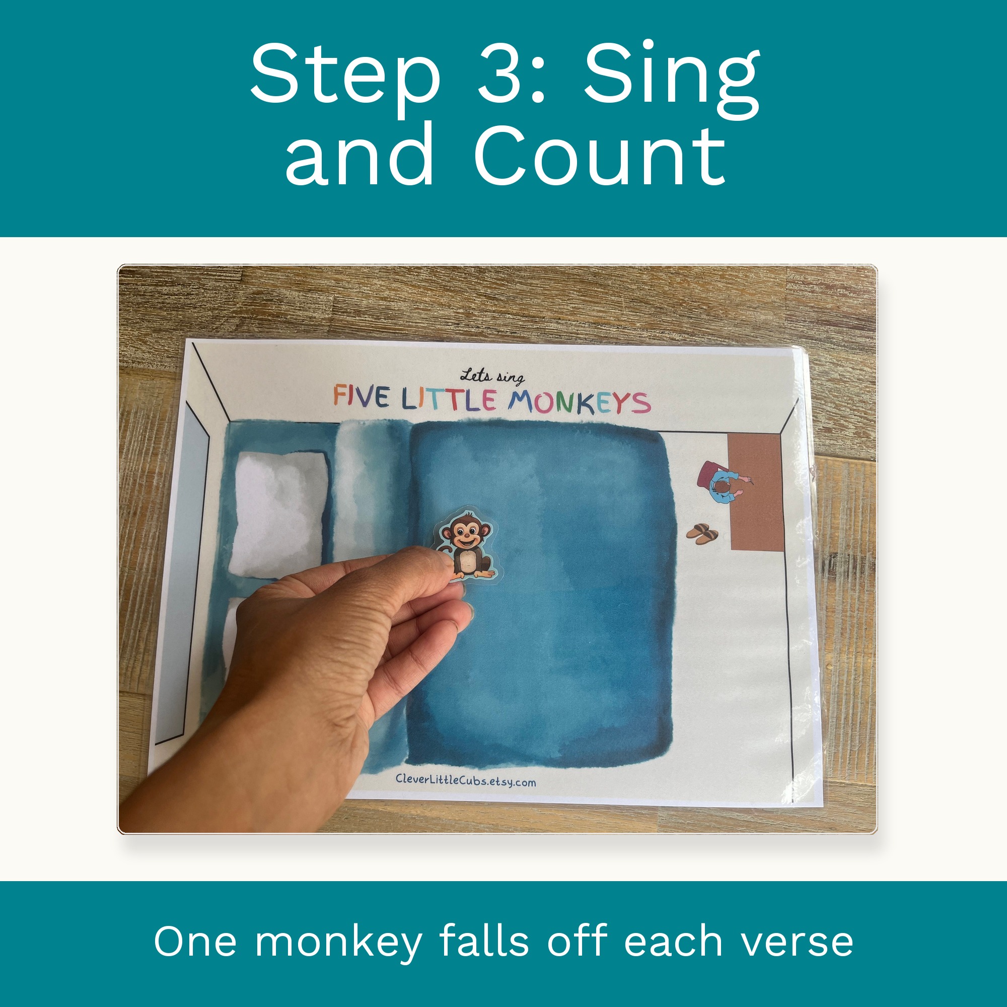 Five Little Monkeys Jumping on the Bed: Montessori Preschool Activity (Digital Download) preview 4