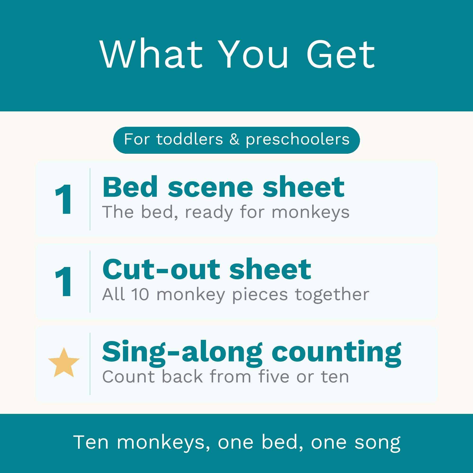 Five Little Monkeys Jumping on the Bed: Montessori Preschool Activity (Digital Download) preview 5