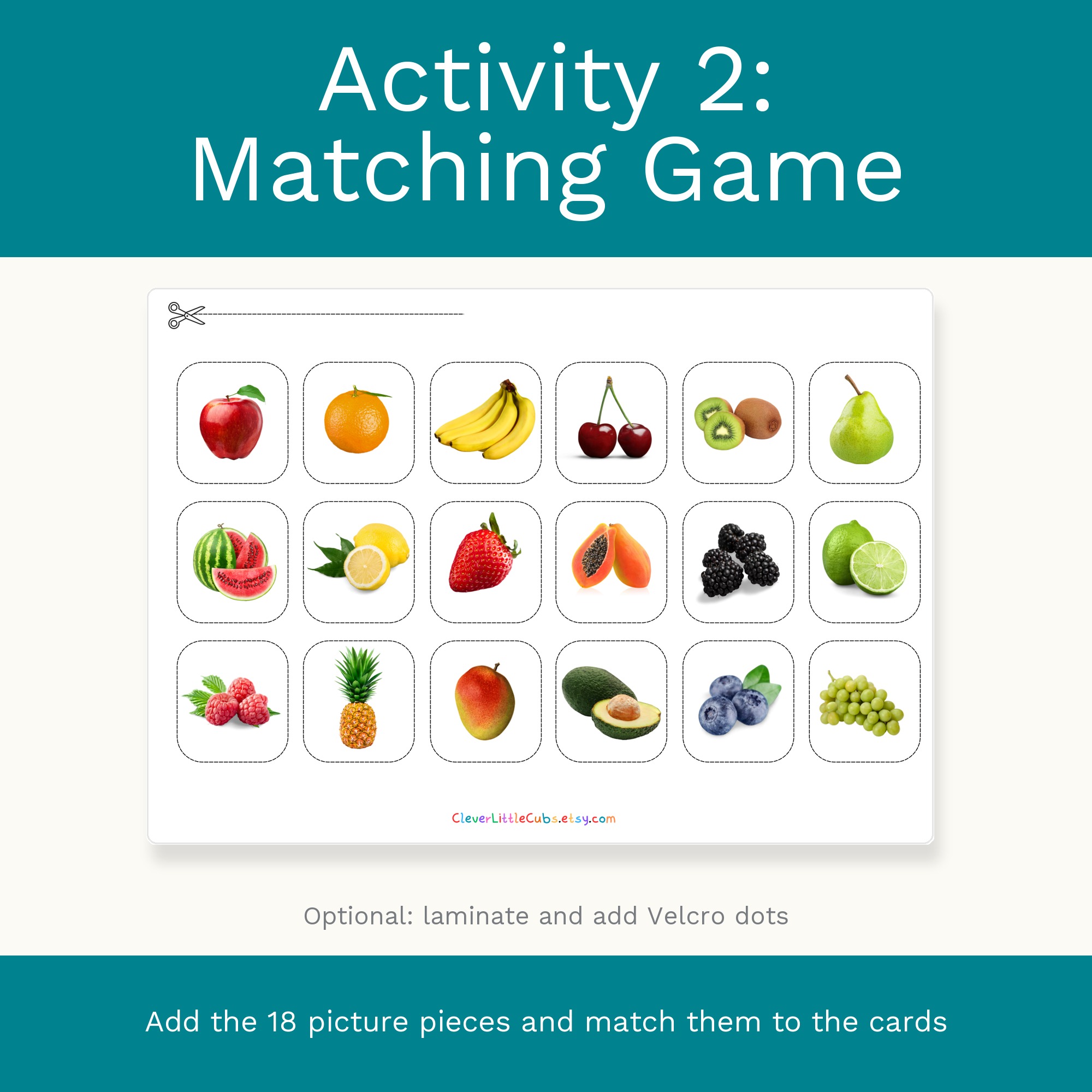 Fruits Flash Cards & Matching Game 2 in 1: Montessori Real Picture Cards (Digital Download) preview 3