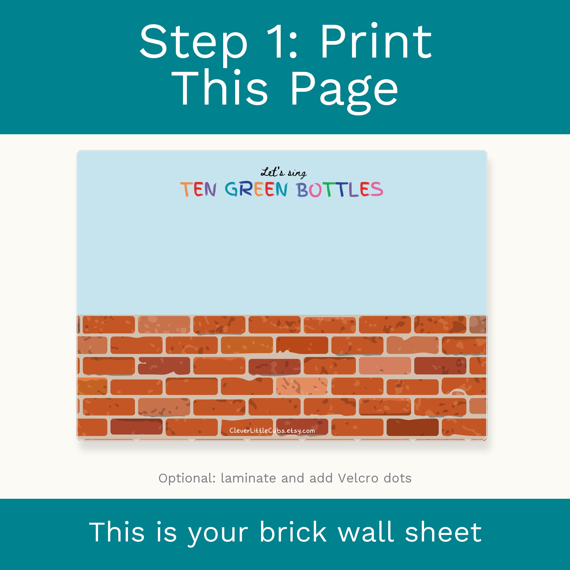 Ten Green Bottles Standing on the Wall: Montessori Counting Activity (Digital Download) preview 2