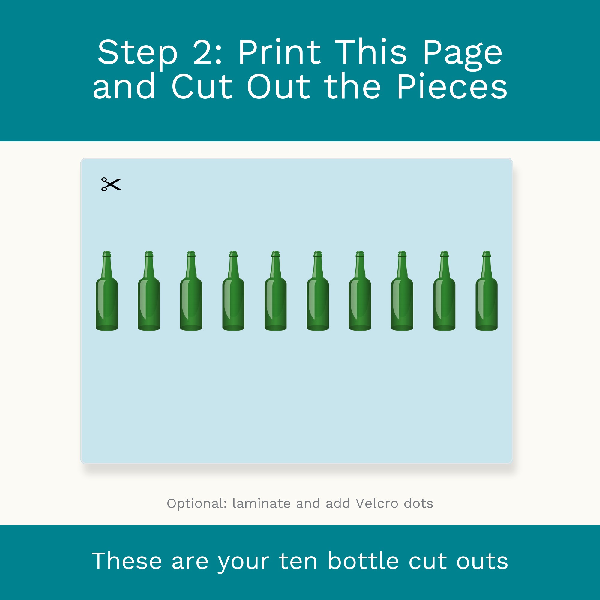 Ten Green Bottles Standing on the Wall: Montessori Counting Activity (Digital Download) preview 3