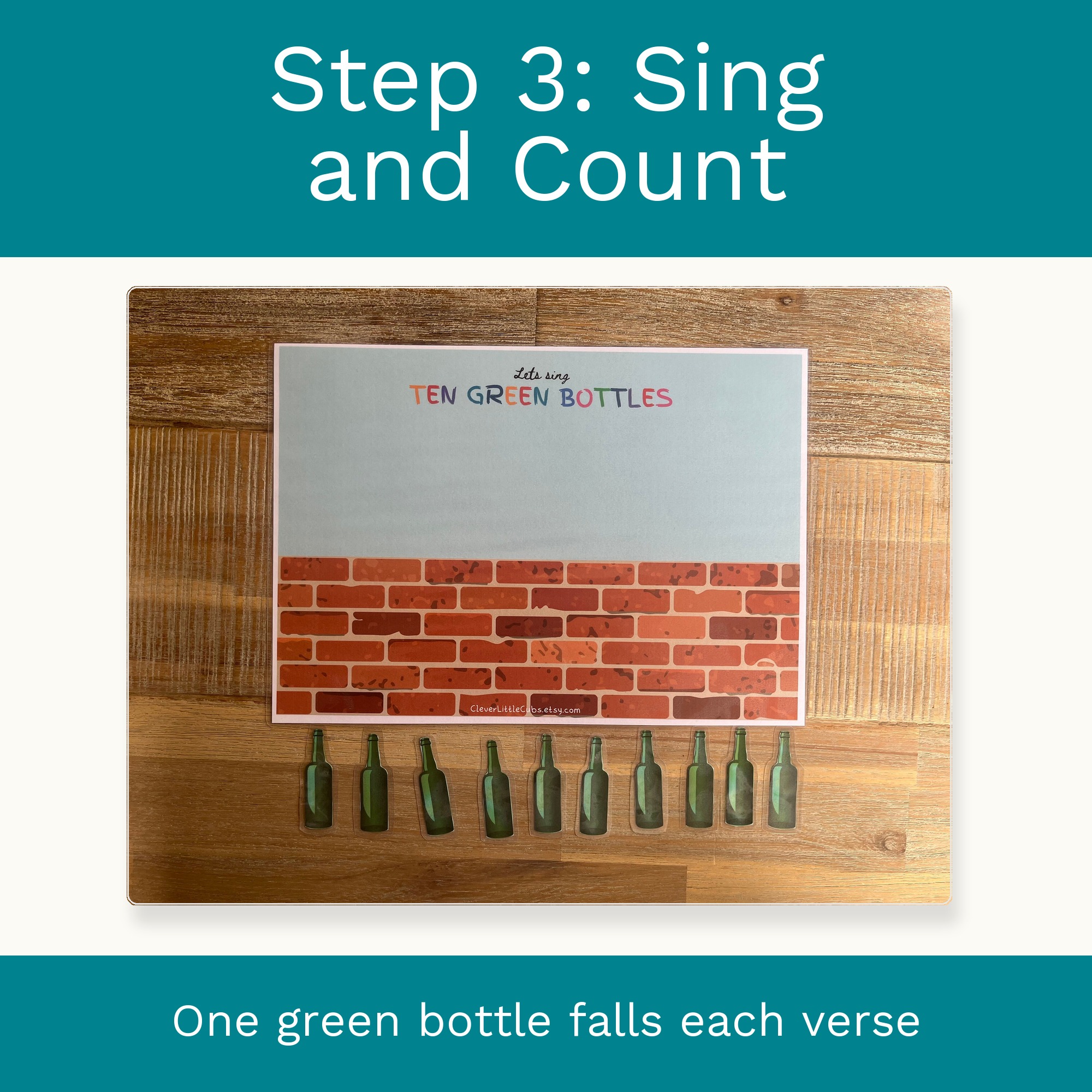 Ten Green Bottles Standing on the Wall: Montessori Counting Activity (Digital Download) preview 4