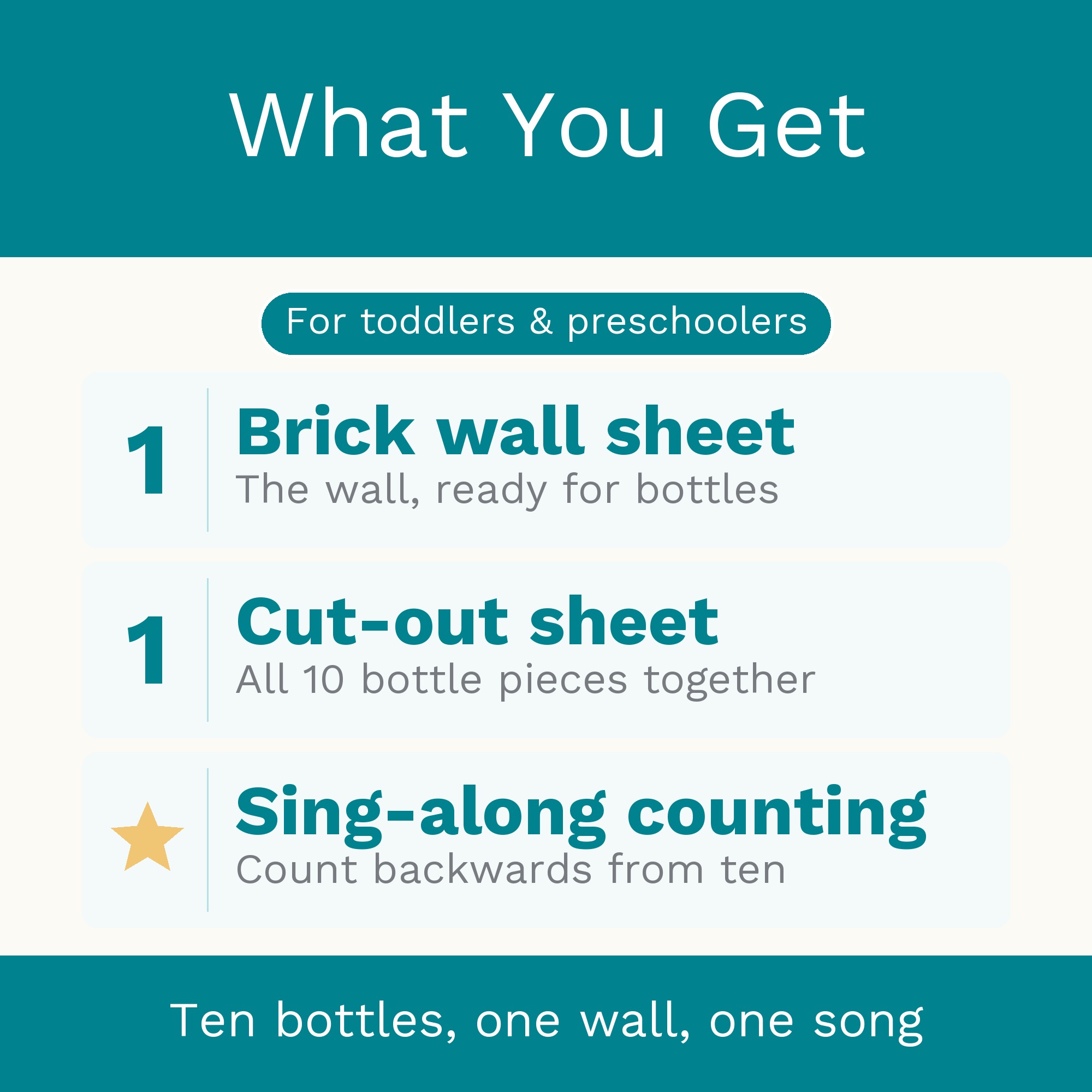 Ten Green Bottles Standing on the Wall: Montessori Counting Activity (Digital Download) preview 5