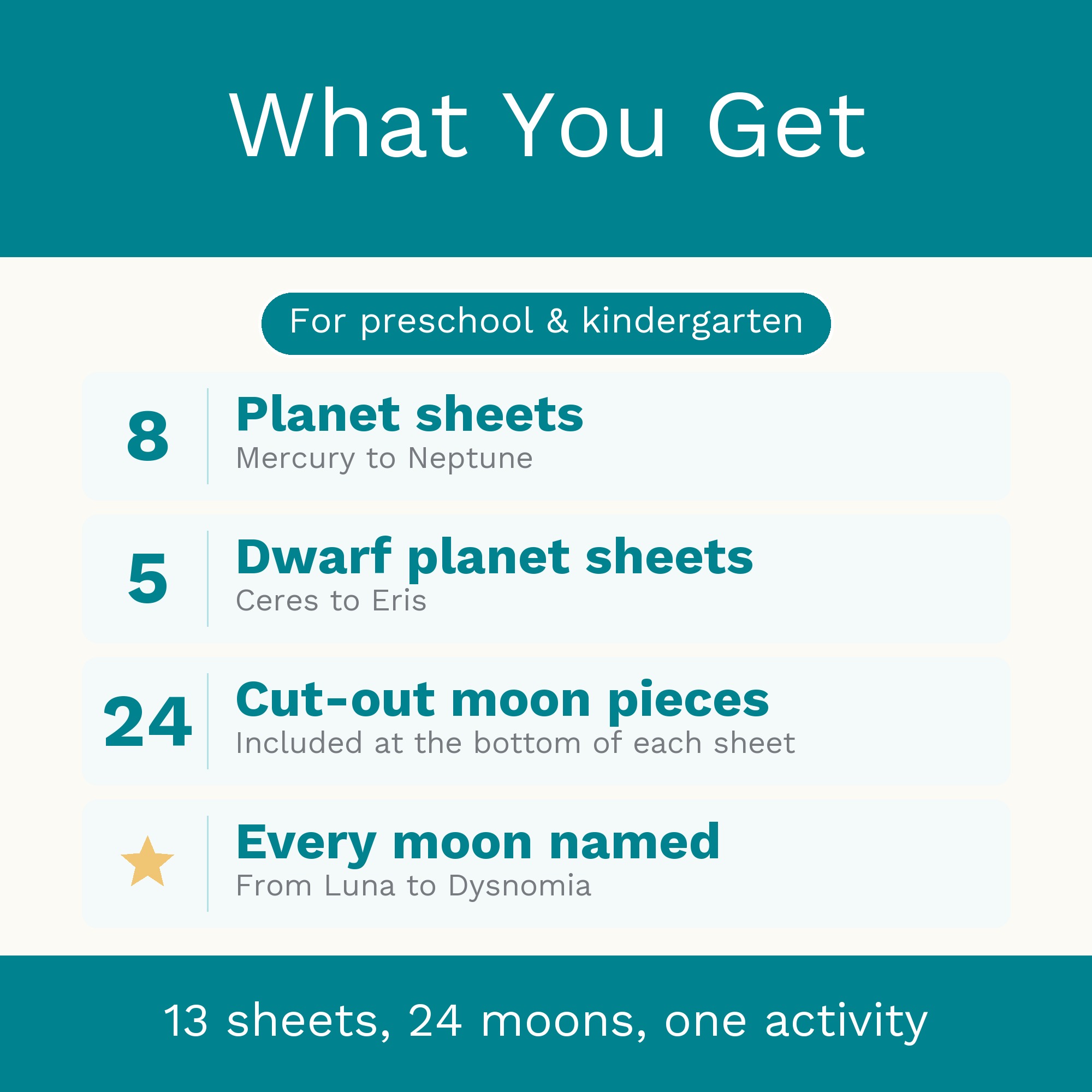 Planets and Moons Matching Game, Printable Solar System Activity, Space Learning for Preschool preview 2