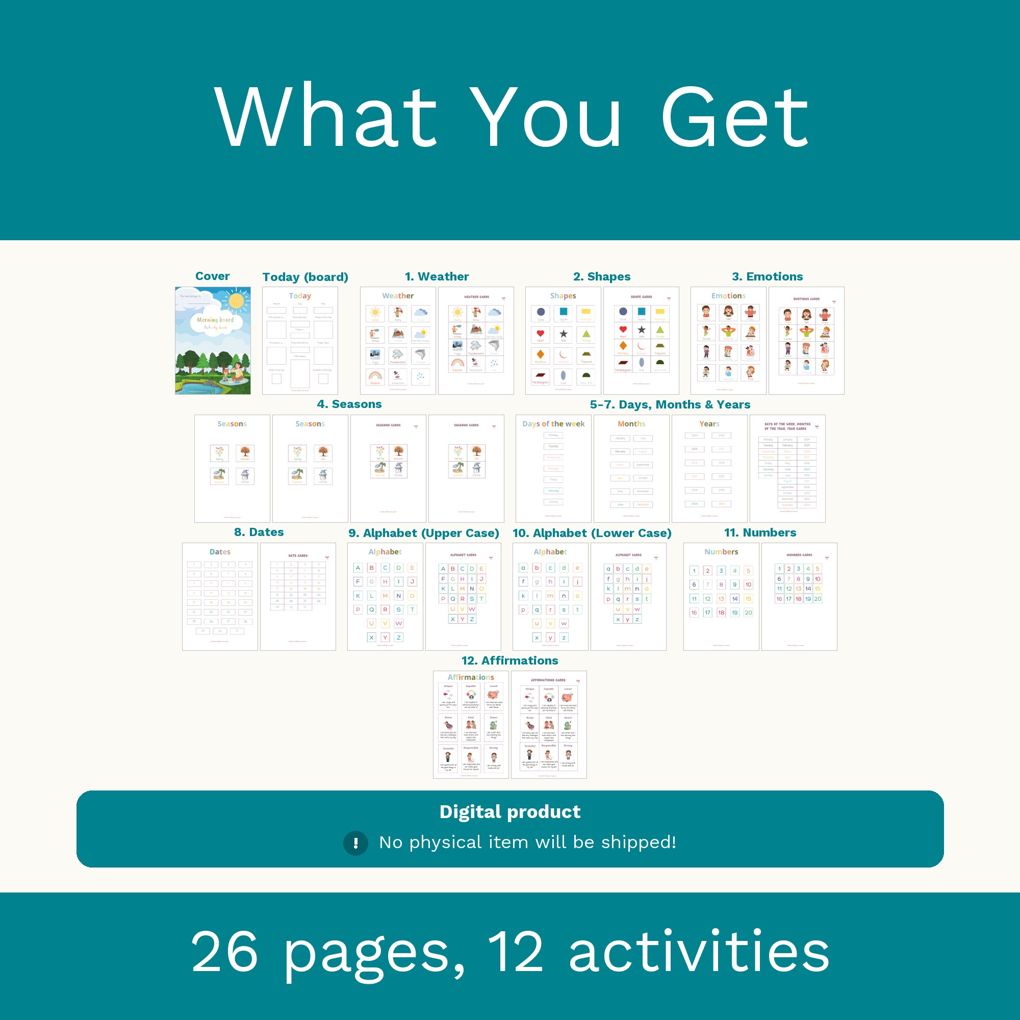 Homeschool Morning Board Activity Book: Circle Time Calendar (Digital Download) preview 2