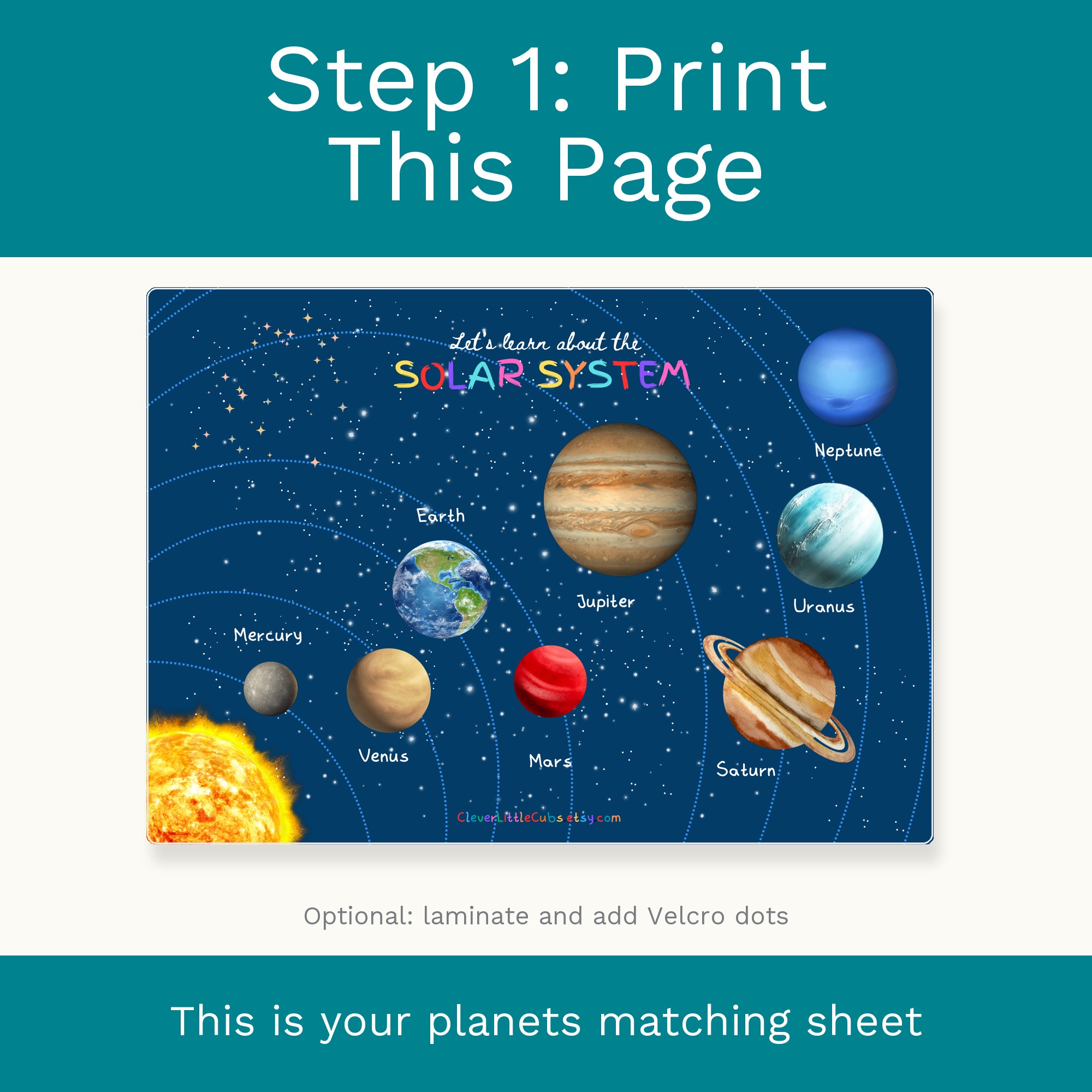 Solar System Planets Matching Activity: Montessori Learning (Digital Download) preview 2