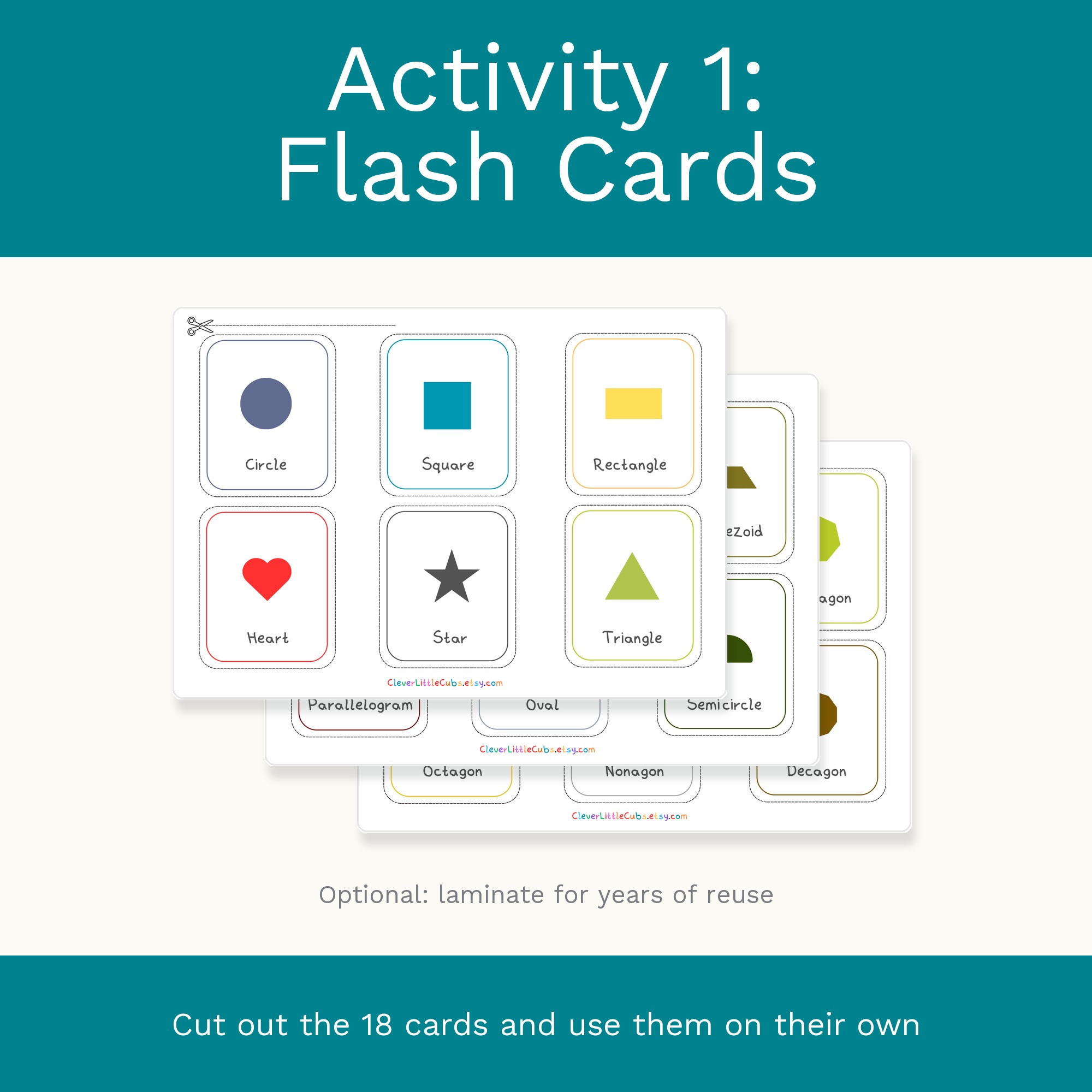 Shapes Flash Cards & Matching Game 2 in 1: Montessori Shape Learning Printable (Digital Download) preview 2