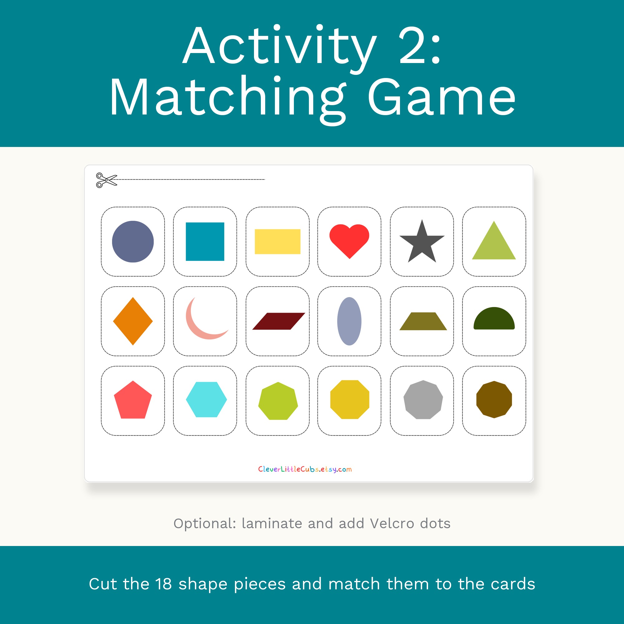 Shapes Flash Cards & Matching Game 2 in 1: Montessori Shape Learning Printable (Digital Download) preview 3