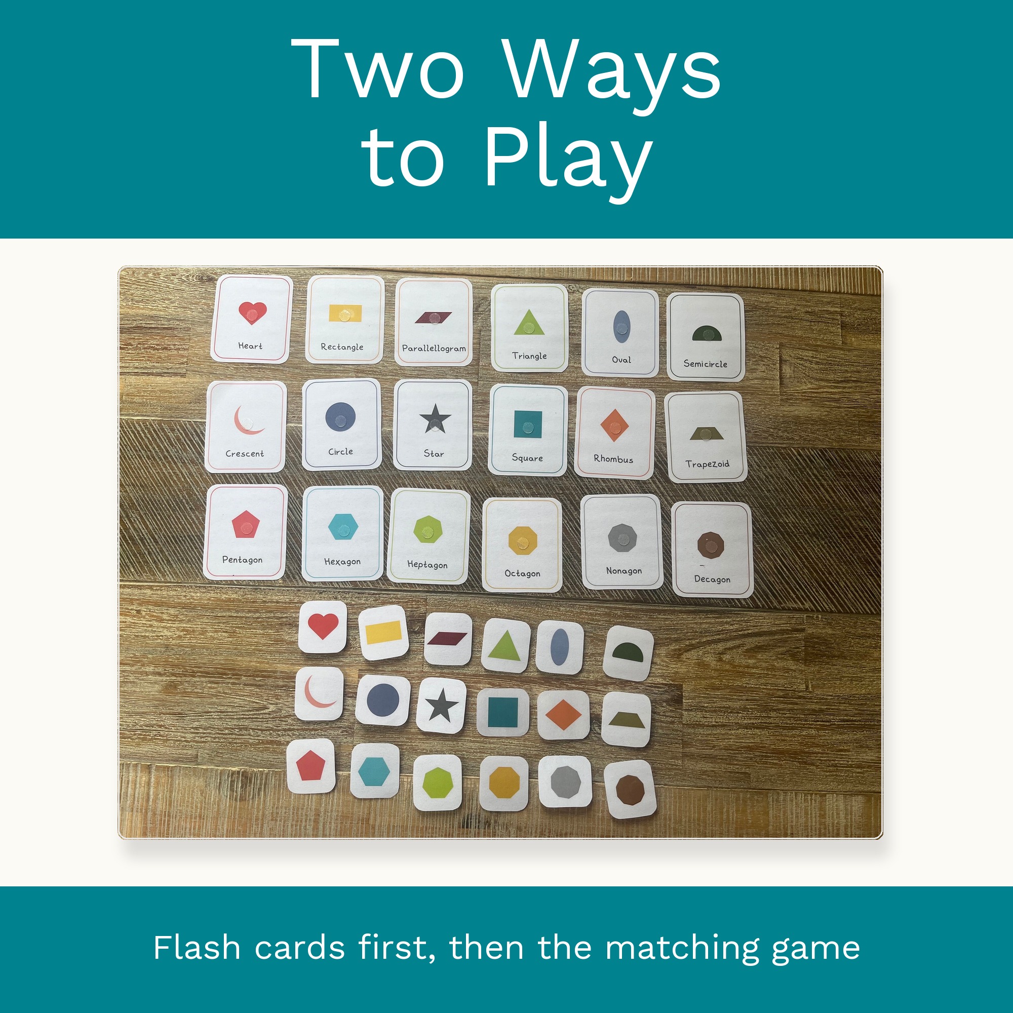 Shapes Flash Cards & Matching Game 2 in 1: Montessori Shape Learning Printable (Digital Download) preview 4