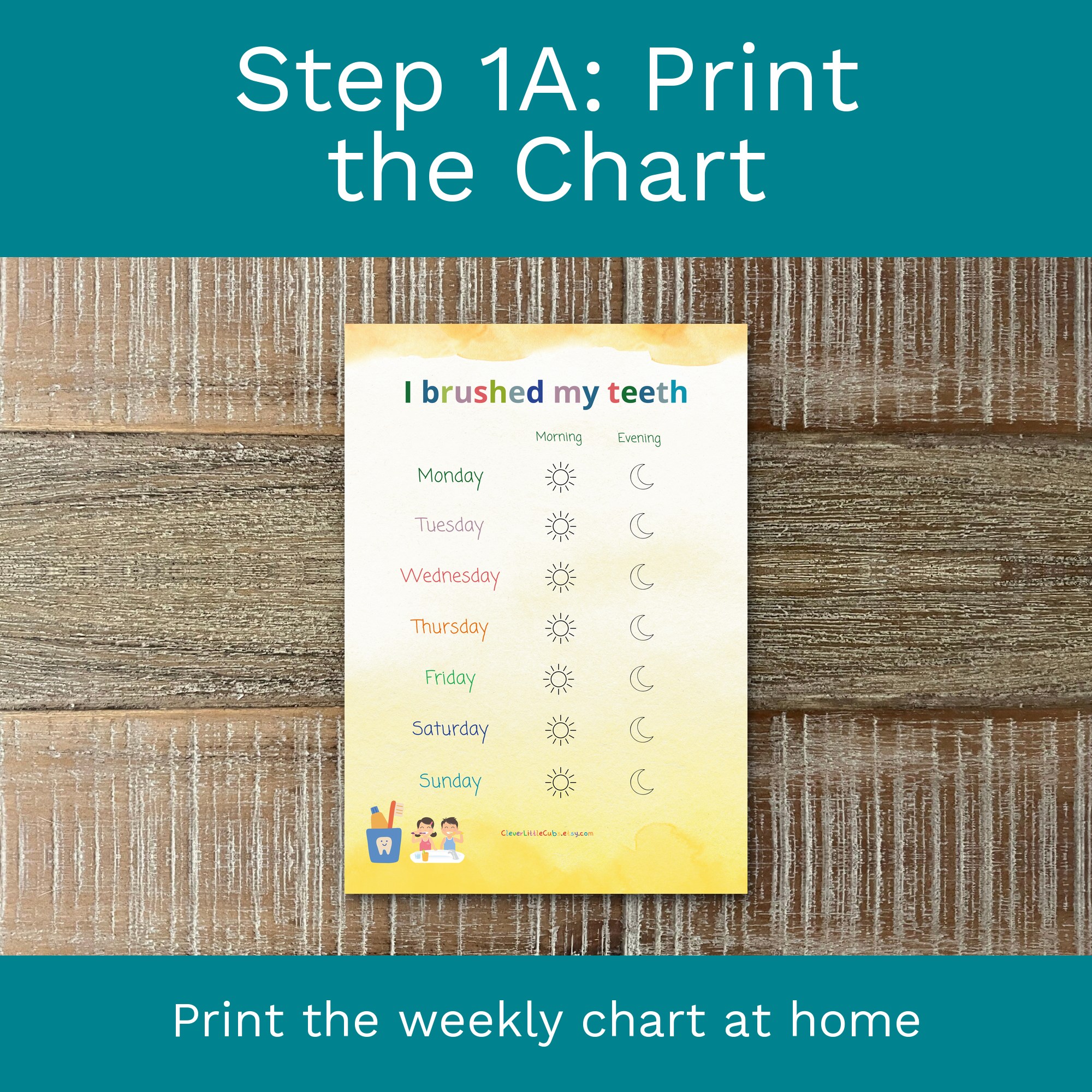 Brushing Teeth Chart for Toddlers: Daily Routine Matching Activity (Digital Download) preview 2
