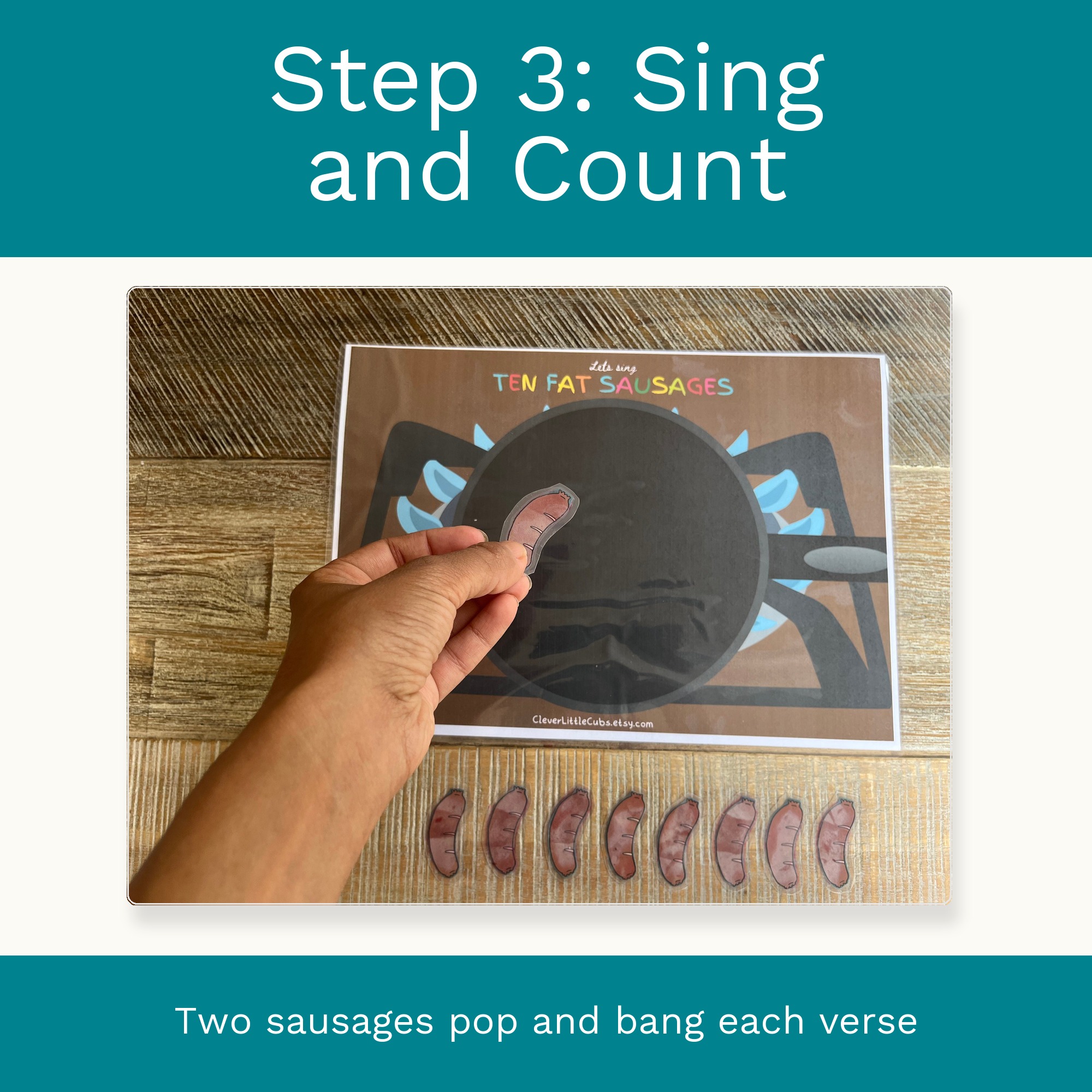 Ten Fat Sausages Sizzling in a Pan: Montessori Counting Activity (Digital Download) preview 4