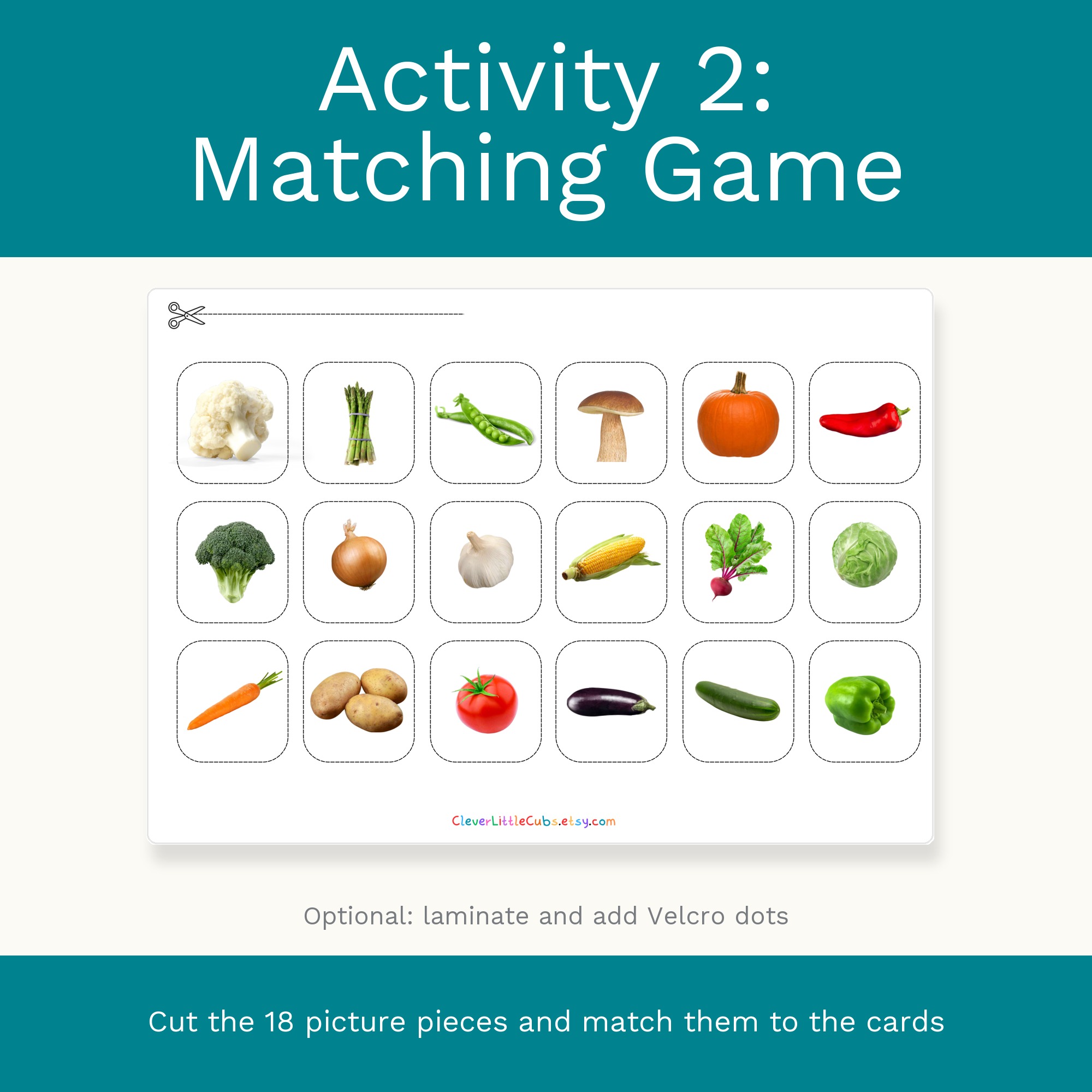 Vegetables Flash Cards & Matching Game 2 in 1: Montessori Real Picture Cards (Digital Download) preview 3