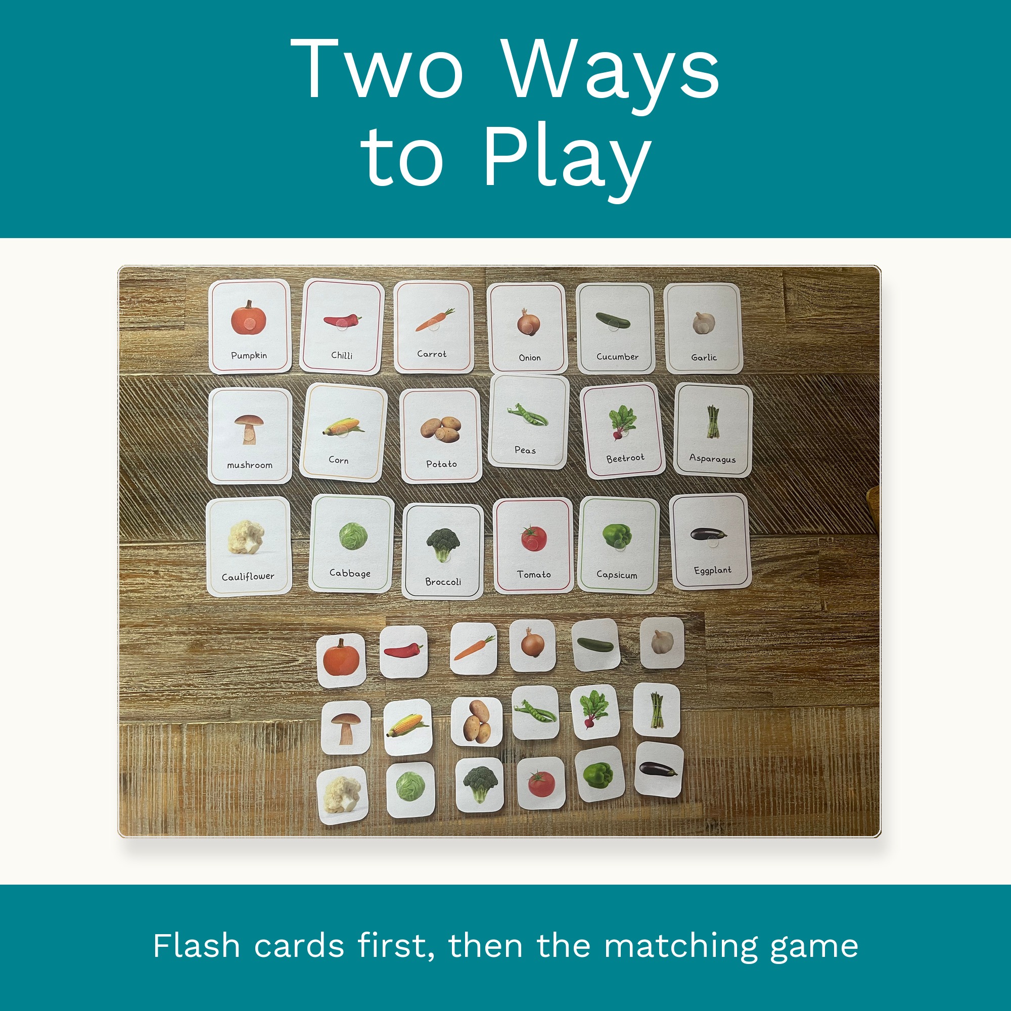 Vegetables Flash Cards & Matching Game 2 in 1: Montessori Real Picture Cards (Digital Download) preview 4