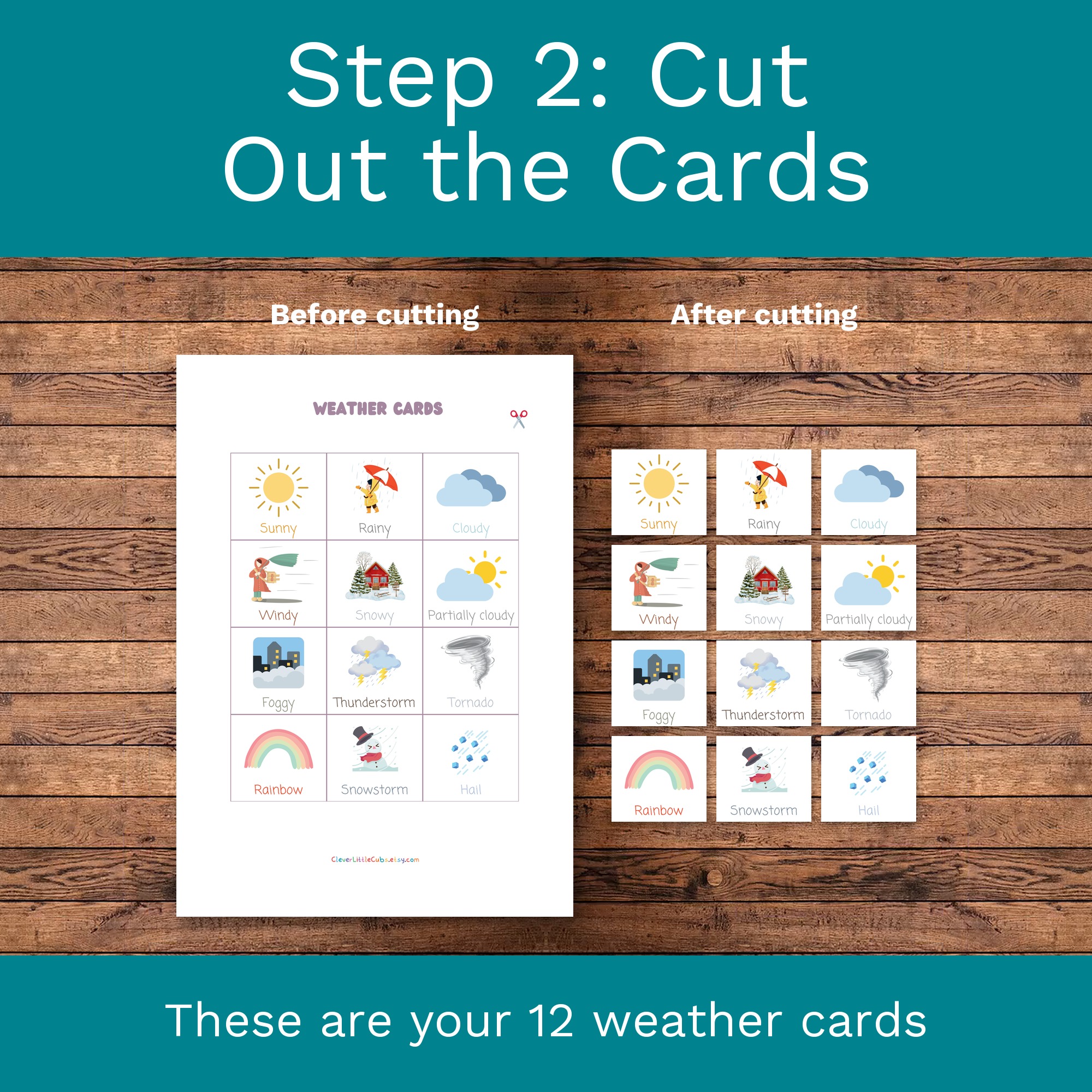 Weather Matching Activity: Montessori Printable for Preschool & Kindergarten (Digital Download) preview 3