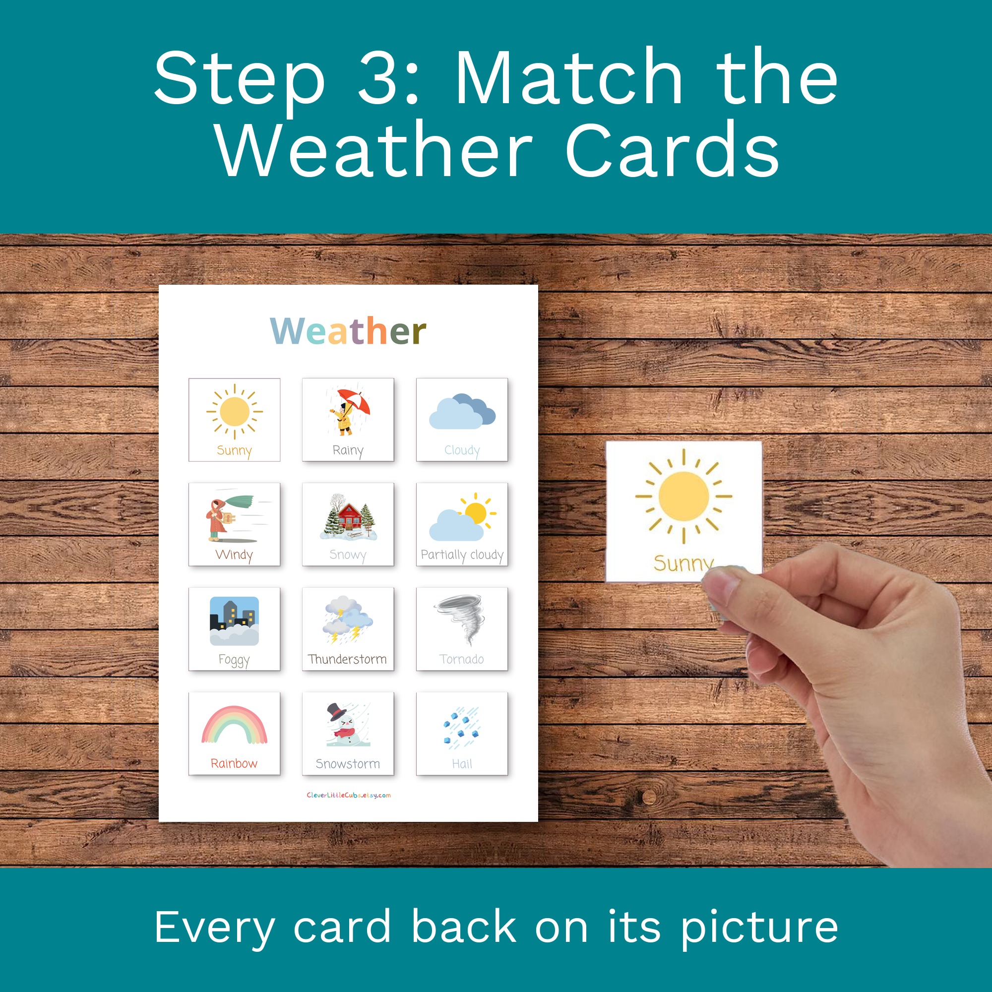 Weather Matching Activity: Montessori Printable for Preschool & Kindergarten (Digital Download) preview 4