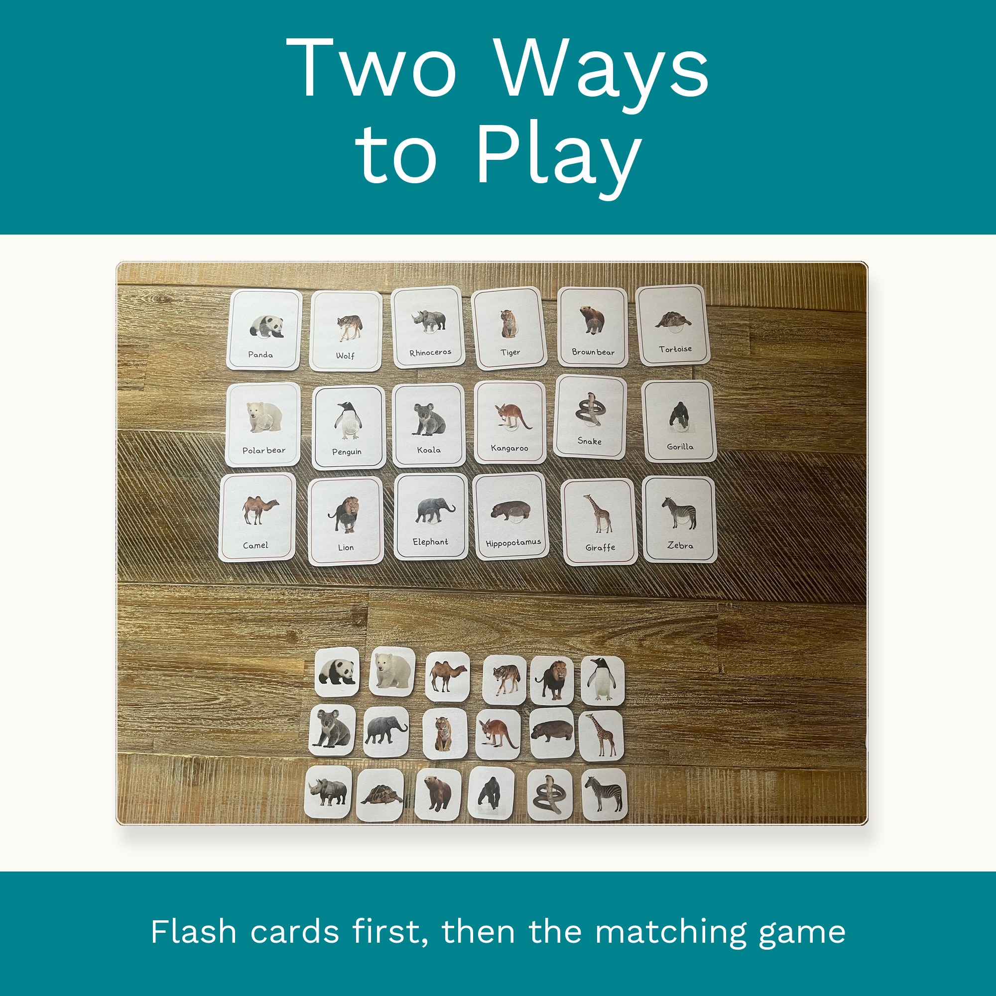 Wild Animals Flash Cards & Matching Game 2 in 1: Montessori Real Picture Cards (Digital Download) preview 4